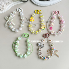 新款卡通直播串珠鑽球車掛少女可愛手機掛繩卡通彩色米珠ccd配飾