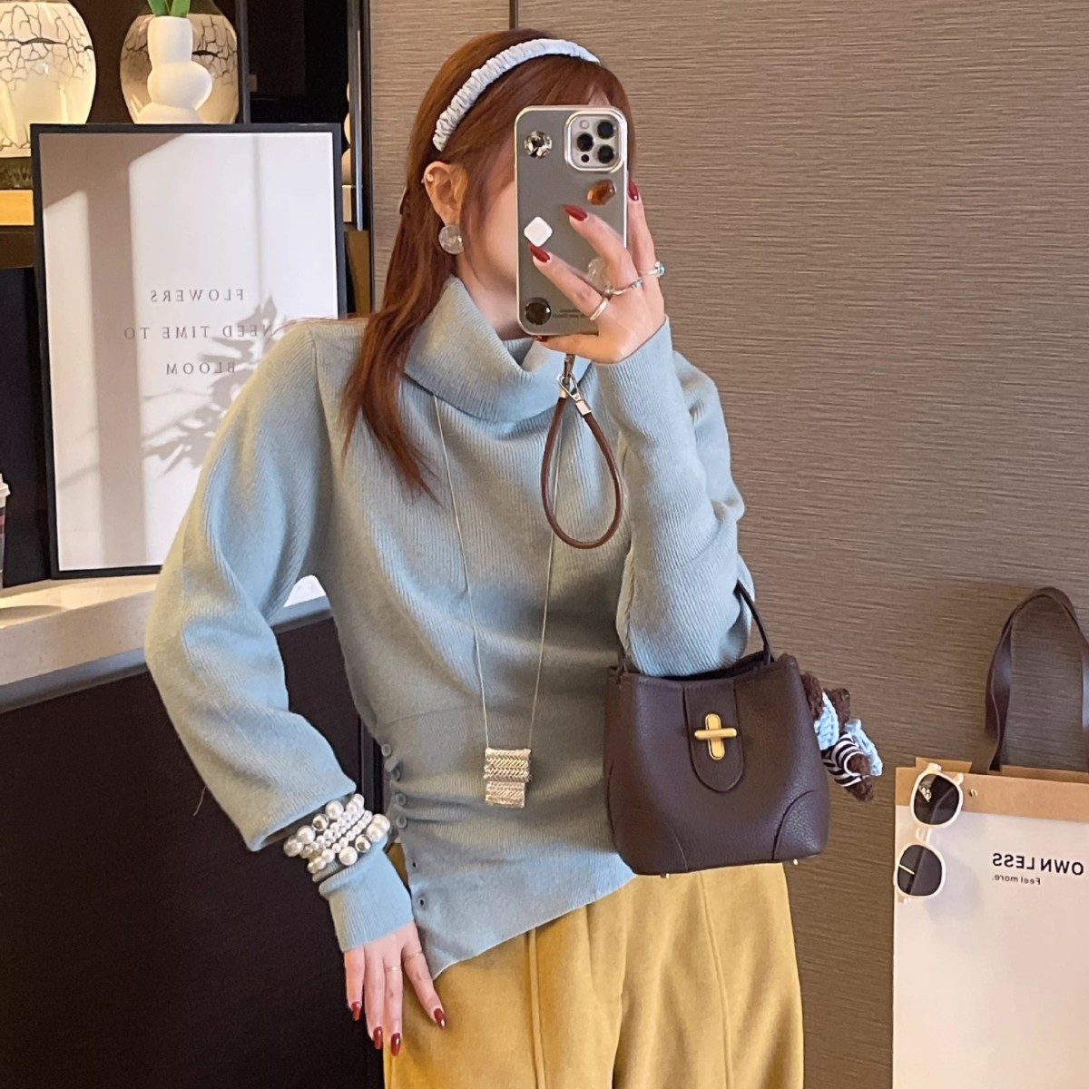 Cross-Border Genuine Leather Women's Bag Lychee Grain 2026 New Fashion Commuter Handheld Bucket Bag Versatile Shoulder Crossbody Bag - Thumbnail 3
