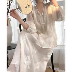 十三行春夏新中国風盤ボタン上着気質半身スカート重工刺繍パンツ日常通勤女