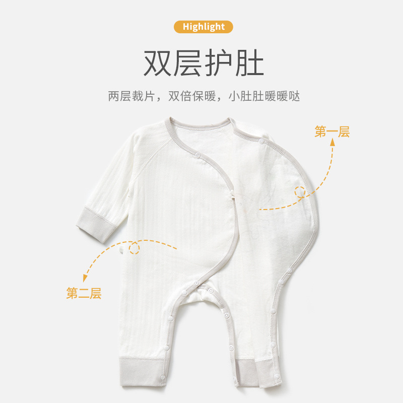 Ropa de recién nacido para primavera, otoño e invierno, pelele de algodón puro para principios de primavera, unisex, mono cálido para bebés.