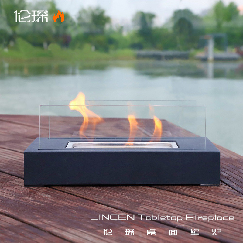 Cross-border Rectangular Desktop Alcohol Fireplace Outdoor Portable Real Fireplace Light Heater Modern Decorative Atmosphere Light