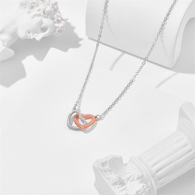 Wholesale Simple Style Heart Shape Sterling Silver Zircon Pendant Necklace display picture 2