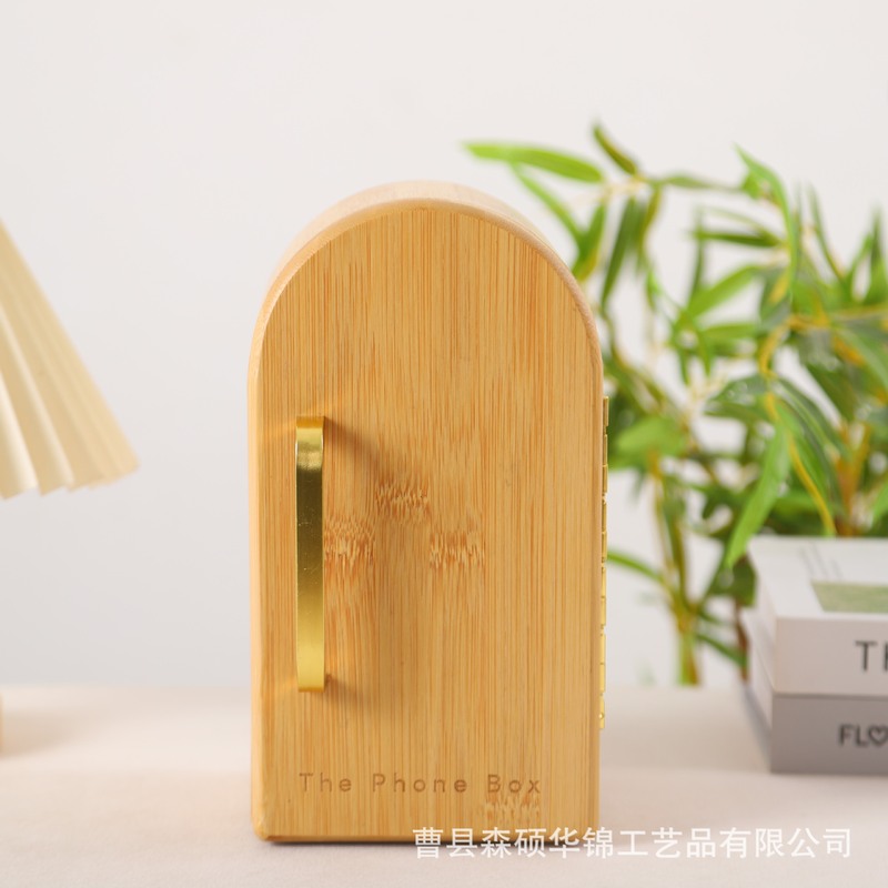 现货木制手机存放盒带分格木盒手机收纳盒带门充电孔竹木存储盒|undefined