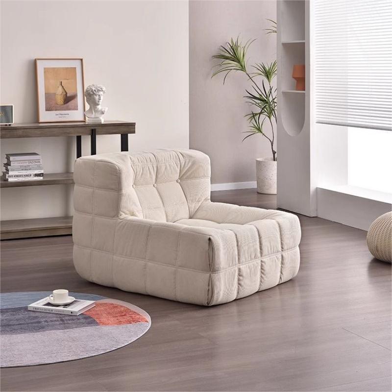 Waffle sofá perezoso sala de estar sofá de tela simple red rojo silla cuadrada pana crema sillón a cuadros