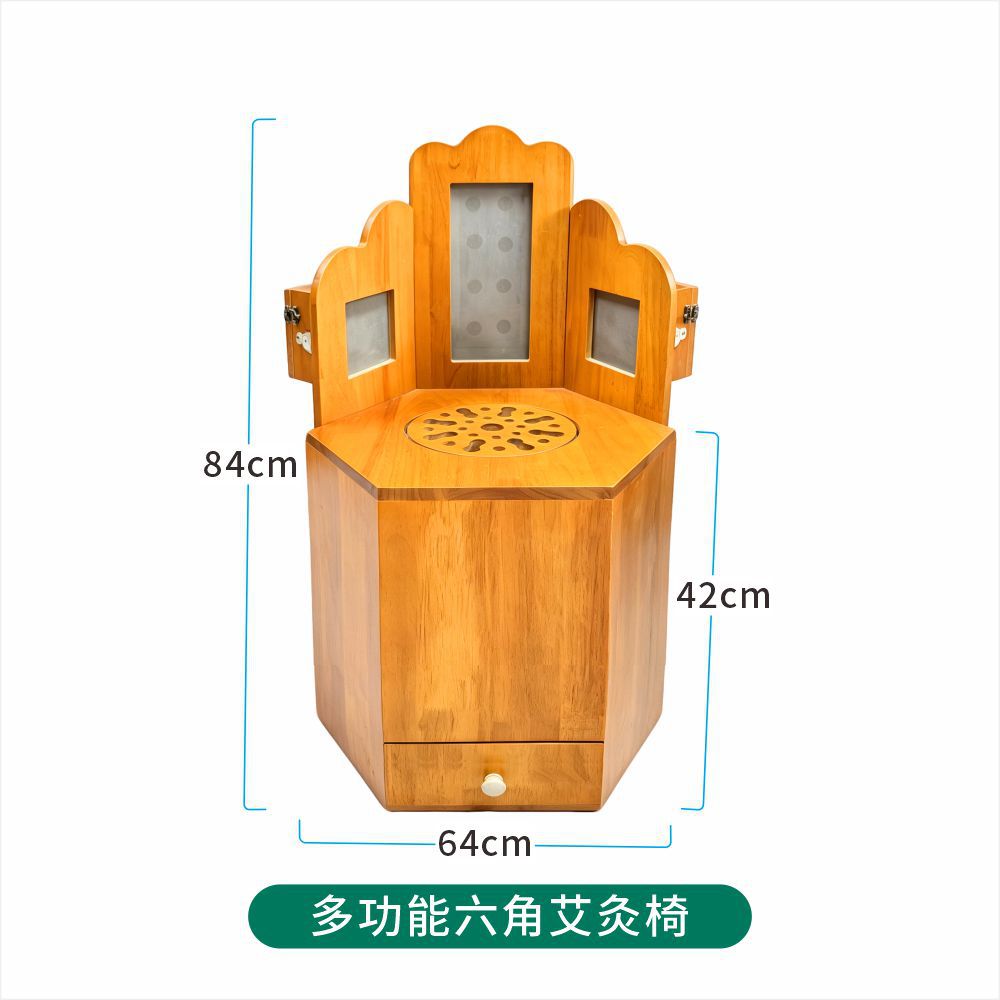 Moxibustion Stool Chair with Backrest Solid Oak Foldable Seat Moxa Burner for Wellness Studio Home Use preparation