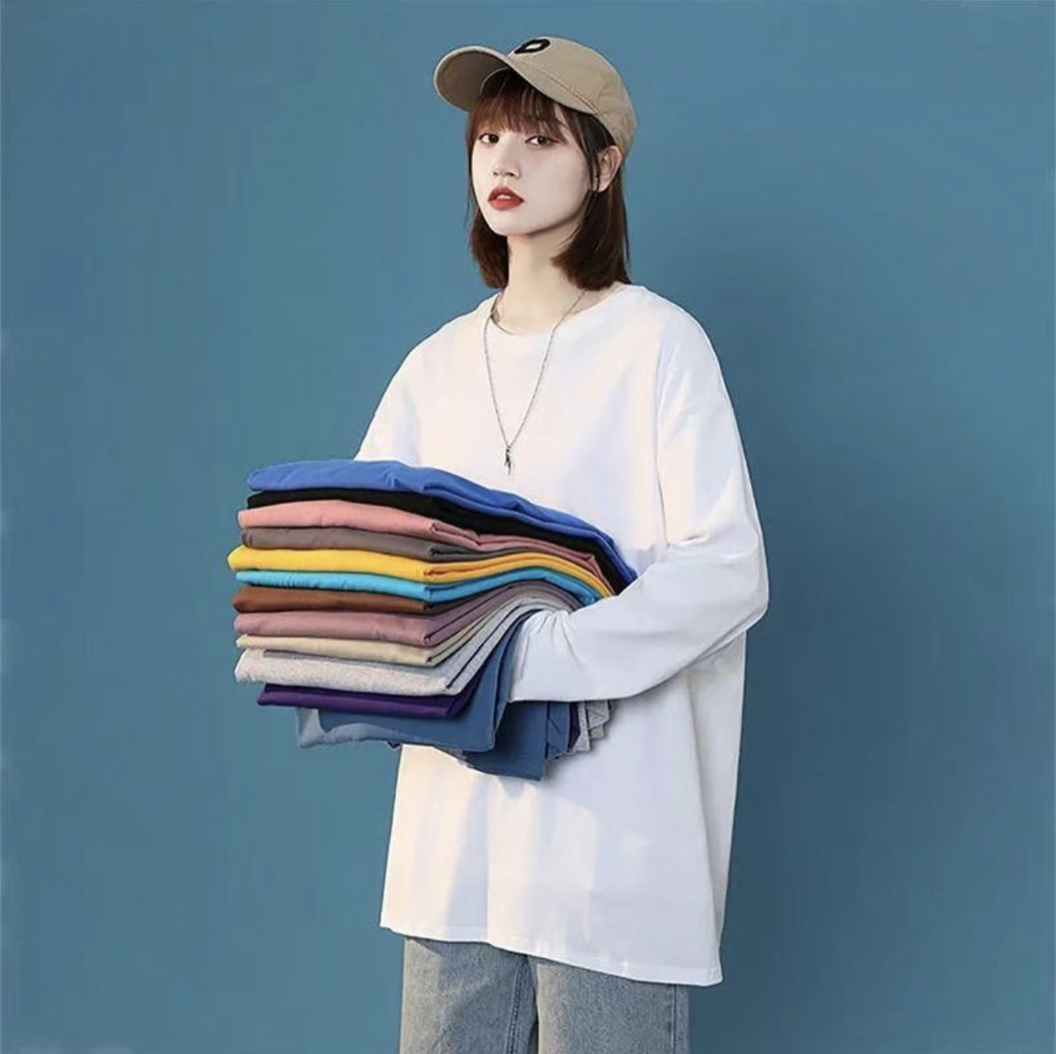 Camiseta de base de color sólido, ropa de mujer coreana, estilo extranjero, 2026 camiseta de manga larga para parejas con la misma camiseta de base fuera de la moda