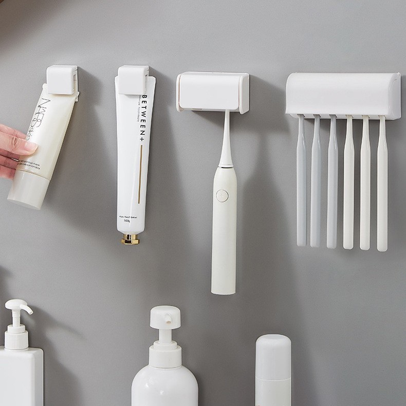 日式免打孔粘贴式双头牙刷架家居卫生间墙上置物架热销日本韩国