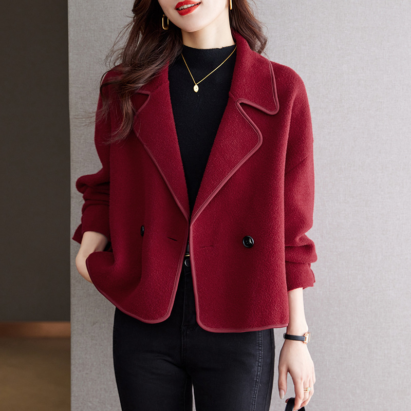 春秋冬季新款洋气减龄外衣西装领休闲宽松外搭小个子女士短款外套