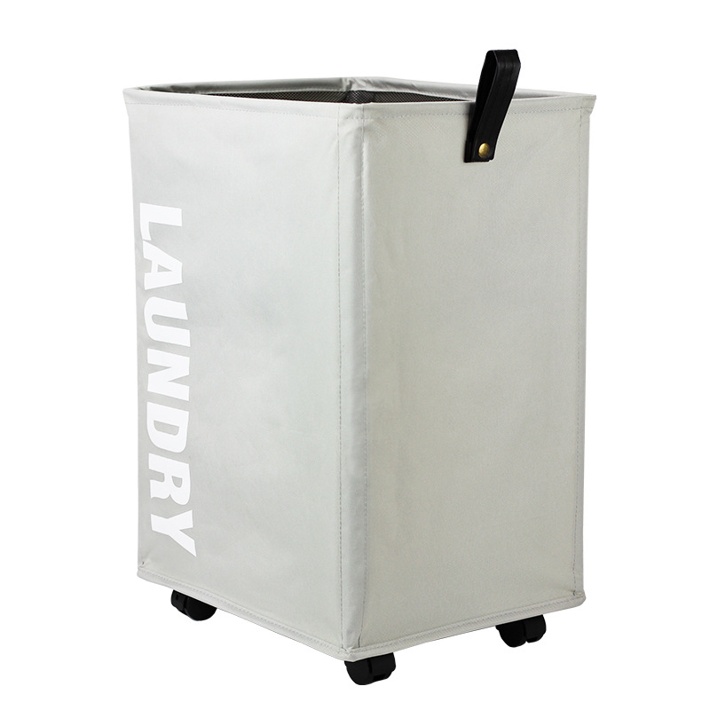 Home fabric laundry basket with wheels large capacity foldable Oxford cloth changing clothes pulley laundry basket