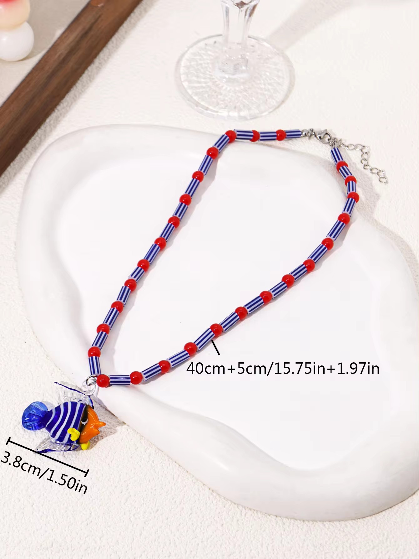 20g Weight Resin Pendant Material Pendant Necklace Classification Resin Chain Material Beaded Chain Chain Type 1 Piece Quantity Party, Street Occasion Resin Material Fish Pattern All Seasons Season Women's Gender Cartoon Style, Cute Style Cartoon Style Cute Fish Resin Beaded Chain Beaded Necklaces Wholesale 12