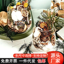 北欧简约创意皮革手提玻璃花瓶微景观肉桂无火香薰氛花盆干花摆件
