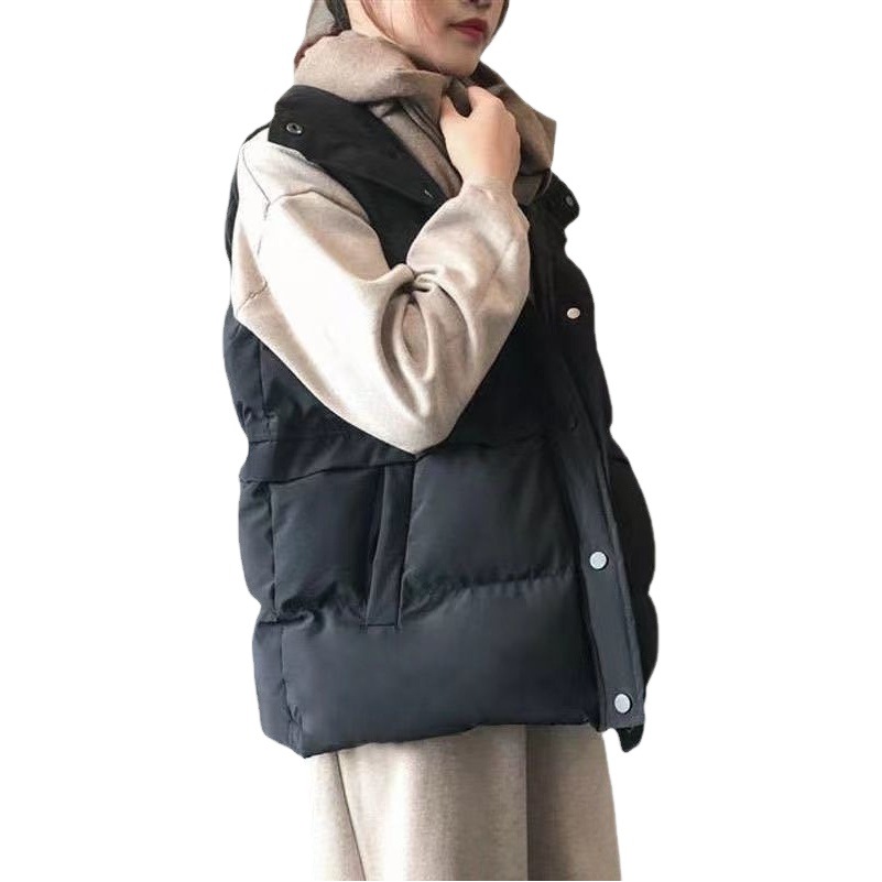 2023 Otoño e Invierno Nuevo estilo coreano suelto corto abajo Chaleco de algodón abrigo de las mujeres todo fósforo chaleco abrigo de pan