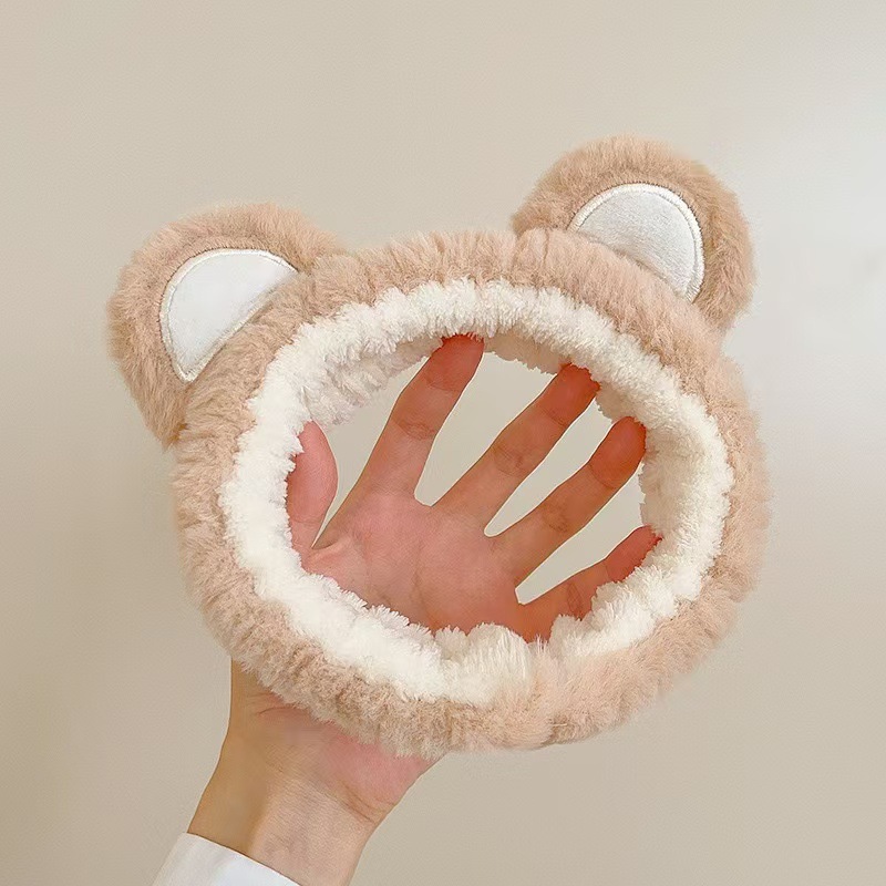 Peluche de felpa, banda para el cabello, banda para el cabello, máscara para mujeres, tocado para el lavado de cara, diadema impermeable y a prueba de humedad, banda para el cabello, accesorios para el cabello
