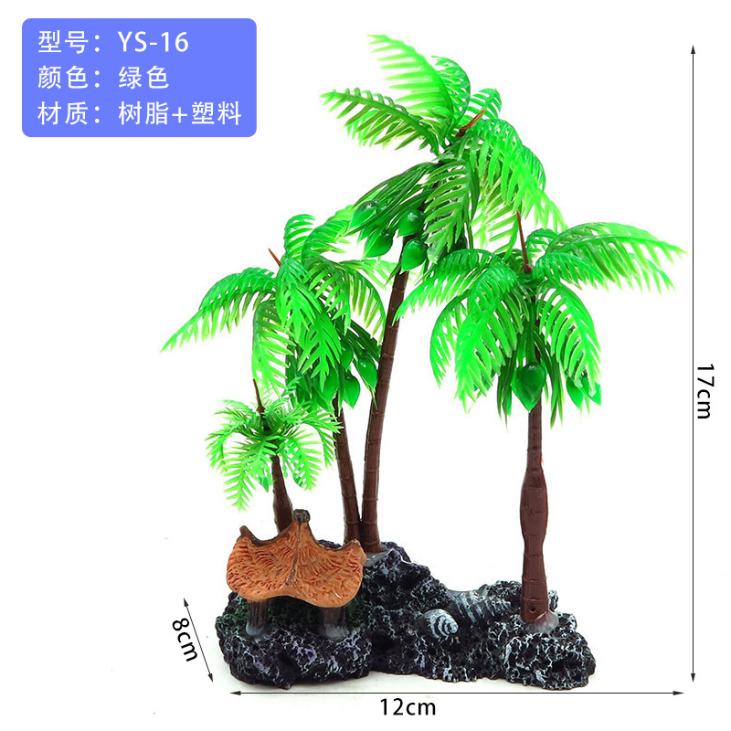 Suministros para mascotas simulación agua hierba sushi hotel bonsai accesorios pecera paisajismo plástico planta mesa de arena psicológica cocotero