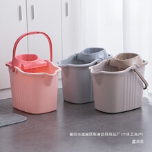 家用加厚带轮子拖地拖把桶塑料旋转拧水墩布单桶手动挤水桶地拖桶