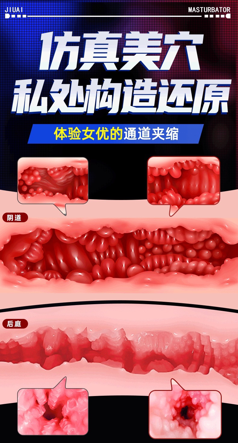 Jiuai Airplane Cup Male Masturbator with Vaginal and Buttocks Mold, Manual or Electric Suction and Warming — detail image 9