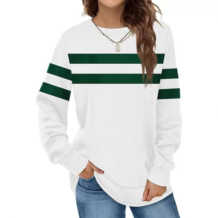 跨境外贸女装亚马逊新款长袖圆领上衣2025秋冬季加绒加厚纯色卫衣