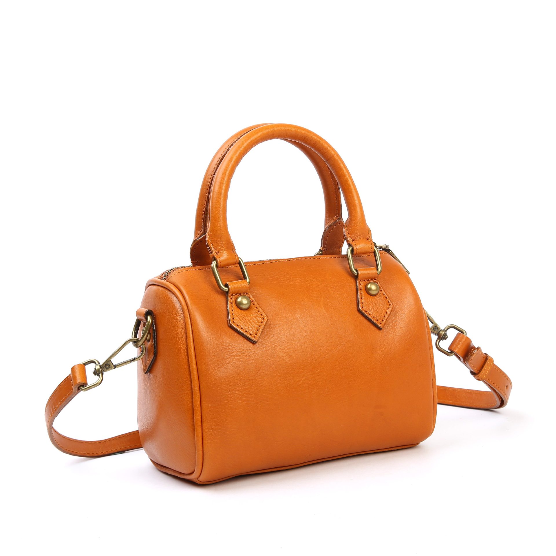 2025 New Genuine Leather Women's Bag American Retro Handbag Commuter Boston Bag Top Grain Cowhide Crossbody Bag - Thumbnail 3