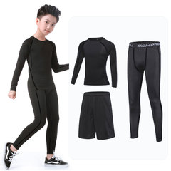Children's sports leggings training suit for boys, primary school students, basketball, football, running, quick-drying base layer, fitness short-sleeved for kids