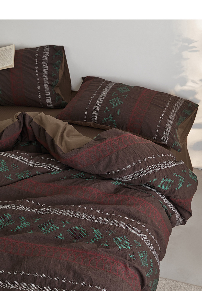Conjunto de cama nórdico acolchoado fair isle em algodão_voghion.com