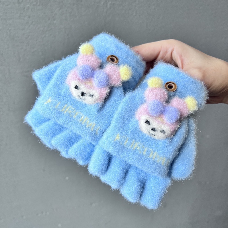 Blue gloves, fingerless