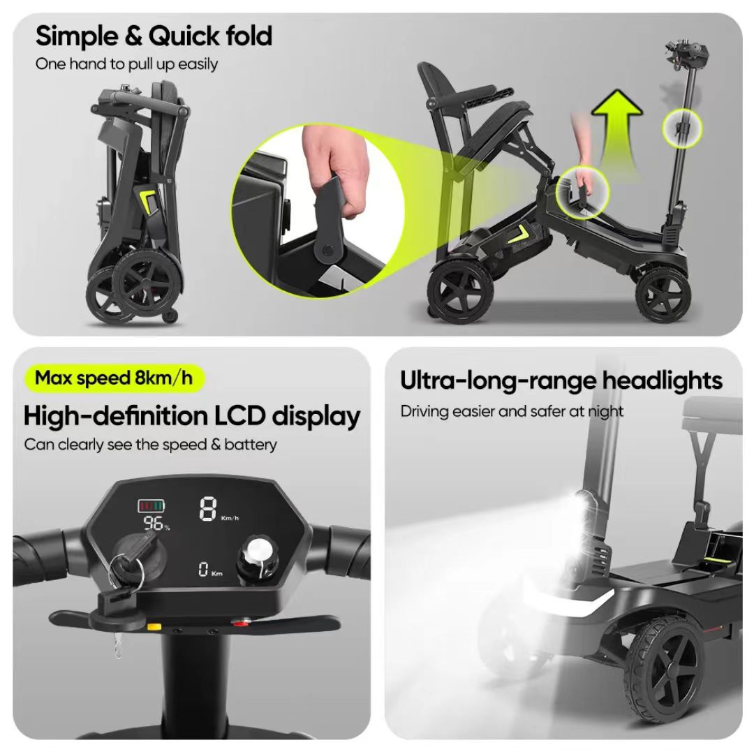 Lightweight Folding Aluminum Alloy Frame Electric Mobility Scooter for the Elderly