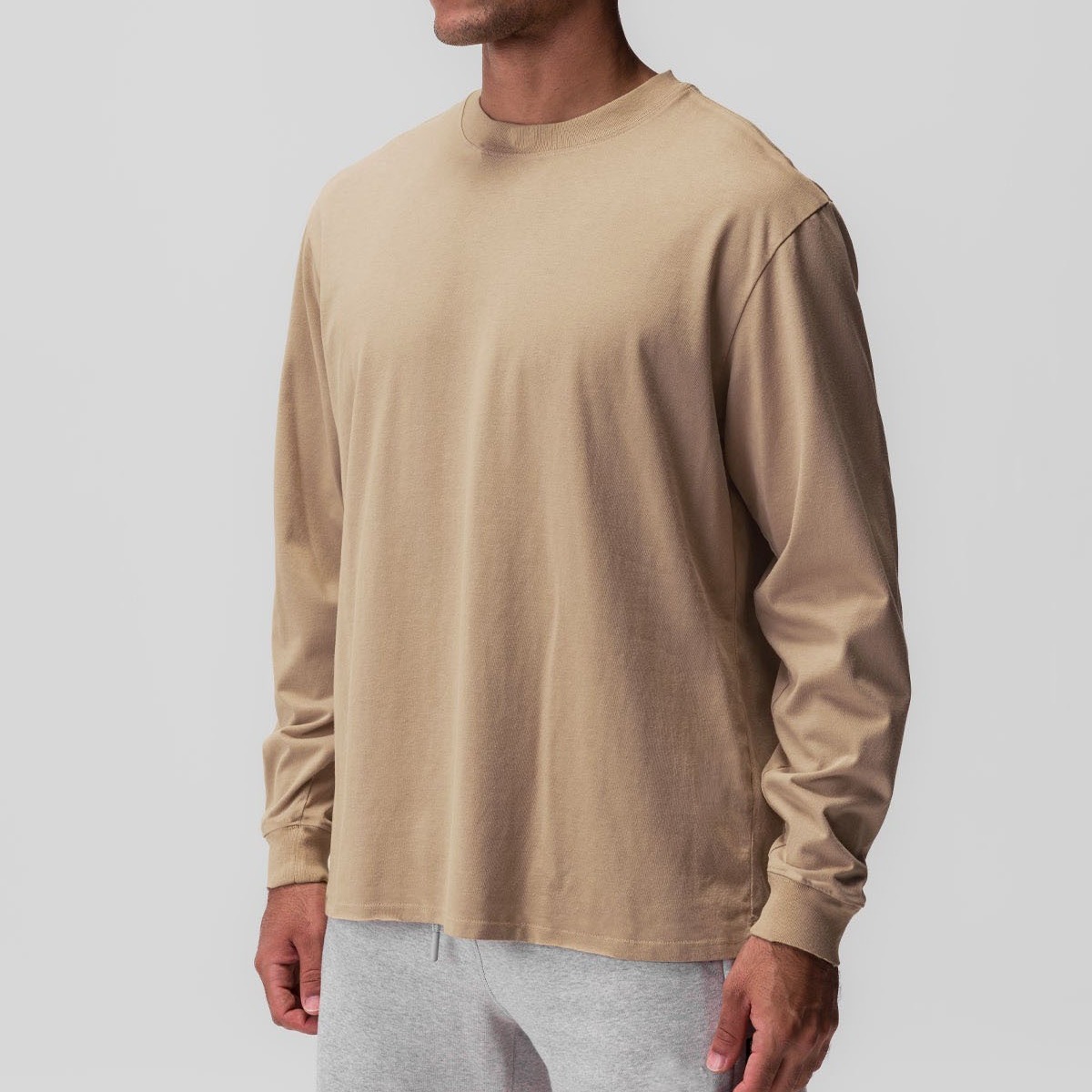 Cross-border new pure color sports casual long-sleeved T-shirt men's European and American round neck fitness workout top bottoming shirt fashion