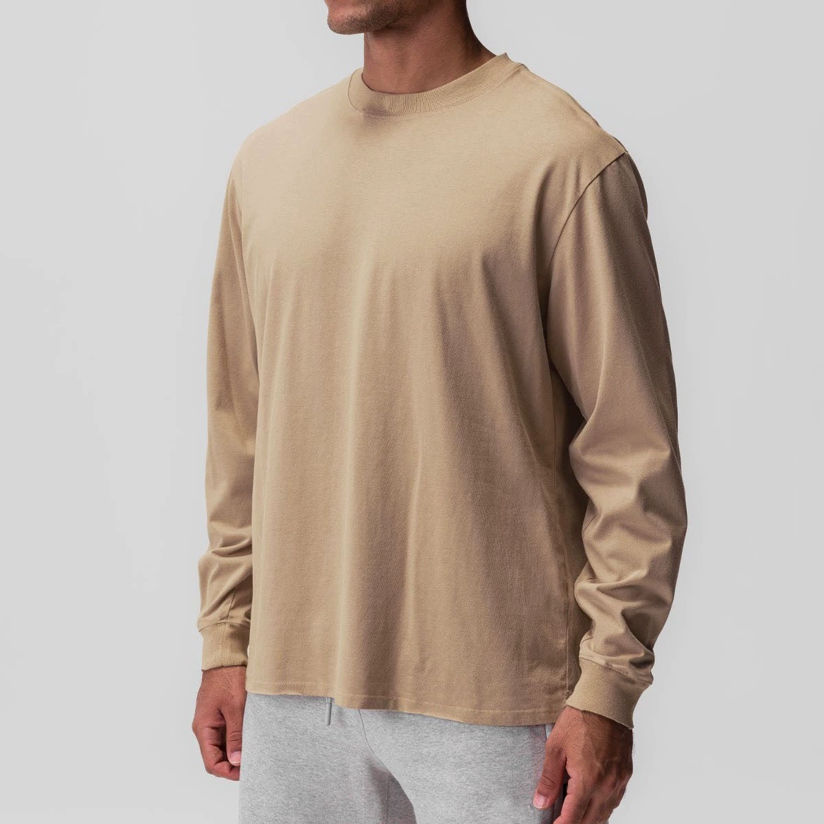 Трансграничная новая однотонная Спортивная повседневная футболка с длинными рукавами, Мужская Европейская и американская футболка с круглым вырезом, фитнес-топ, нижняя рубашка, модная