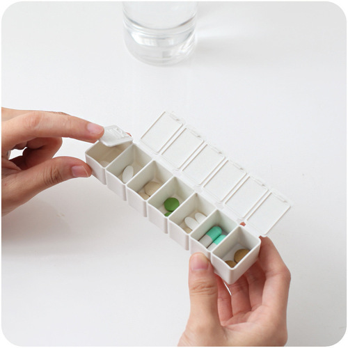 Two mini pill boxes, portable plastic pill boxes for travel, seven days a week, wholesale pill boxes