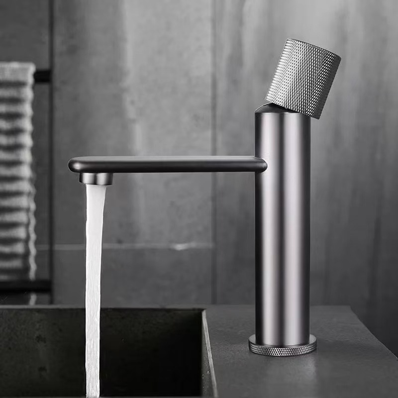 Grifo Mezclador para Lavabo de Cobre con Agua Fría y Caliente para Baño