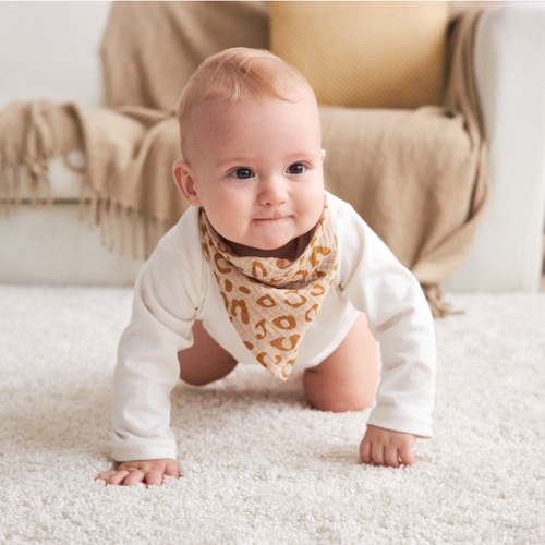 Infant Saliva Towel Pure Cotton Baby Bib Children's Gauze Scarf European and American Cross-border Boys and Girls Child Burp Triangle Cloth 