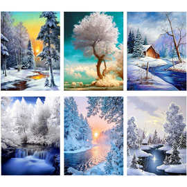 5D钻石画装饰画雪景森林满钻diy十字绣装饰帆布贴钻画 厂家直销
