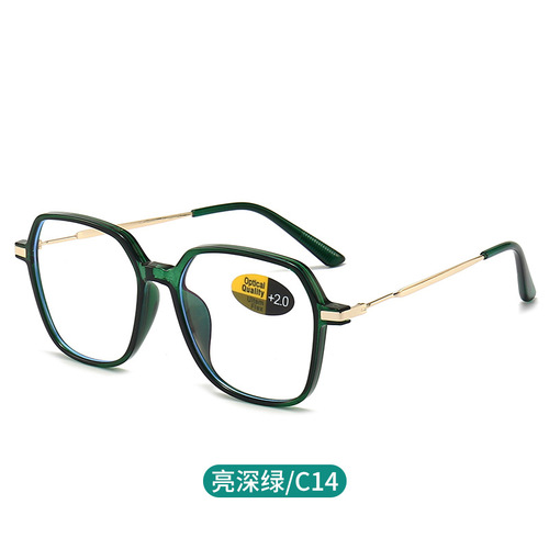 2402 Anti-blue light reading glasses for men and women, stylish square frame, large frame, makes the elderly look younger, reading glasses for the elderly