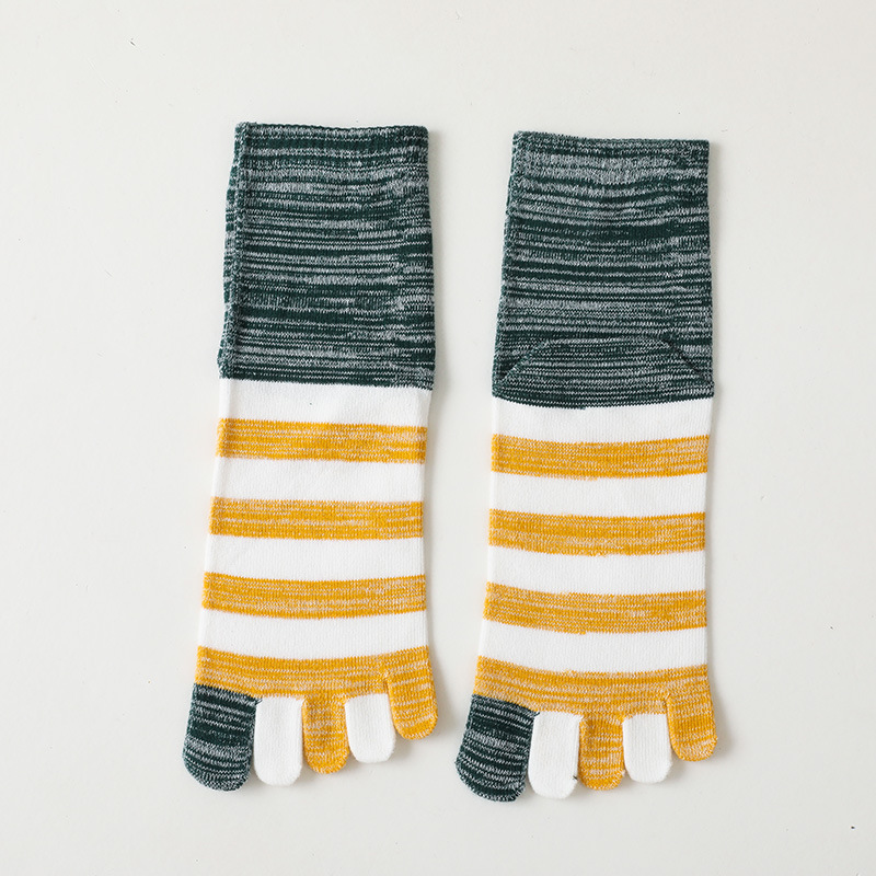 1 Paar neue Mann Zehen Sport Socken Herbst Winter Baumwolle bunt gestreifte Kompression Outdoor Fitness Bike Run Travel 5 Finger Socken – Detail 4
