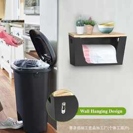 木质厨房垃圾袋储存盒带盖客厅卷纸收纳盒可手提实木塑料袋放置盒