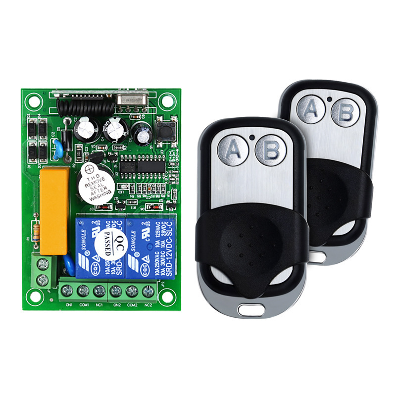 AC 220V two-way remote control switch passive signal point output inching self-locking receiving board learning code