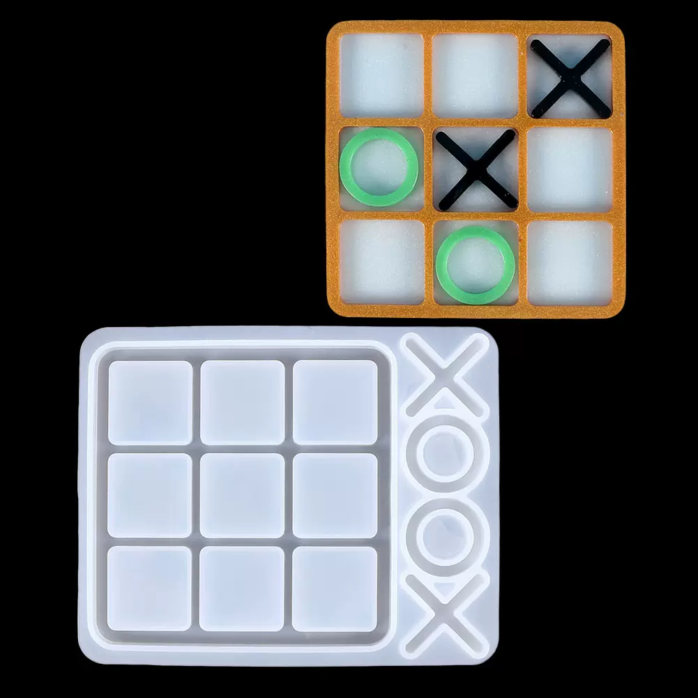diy水晶滴胶模具树脂手工制作镜面井字棋ox棋盘游戏硅胶镜面模具