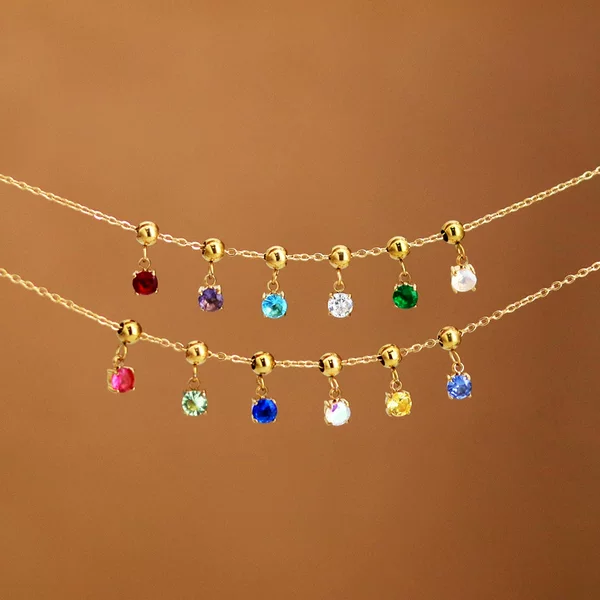 Mini Twelve Constellation birthstone four-claw colored diamond pendant single pendant diy necklace accessories accessories plated 18K gold
