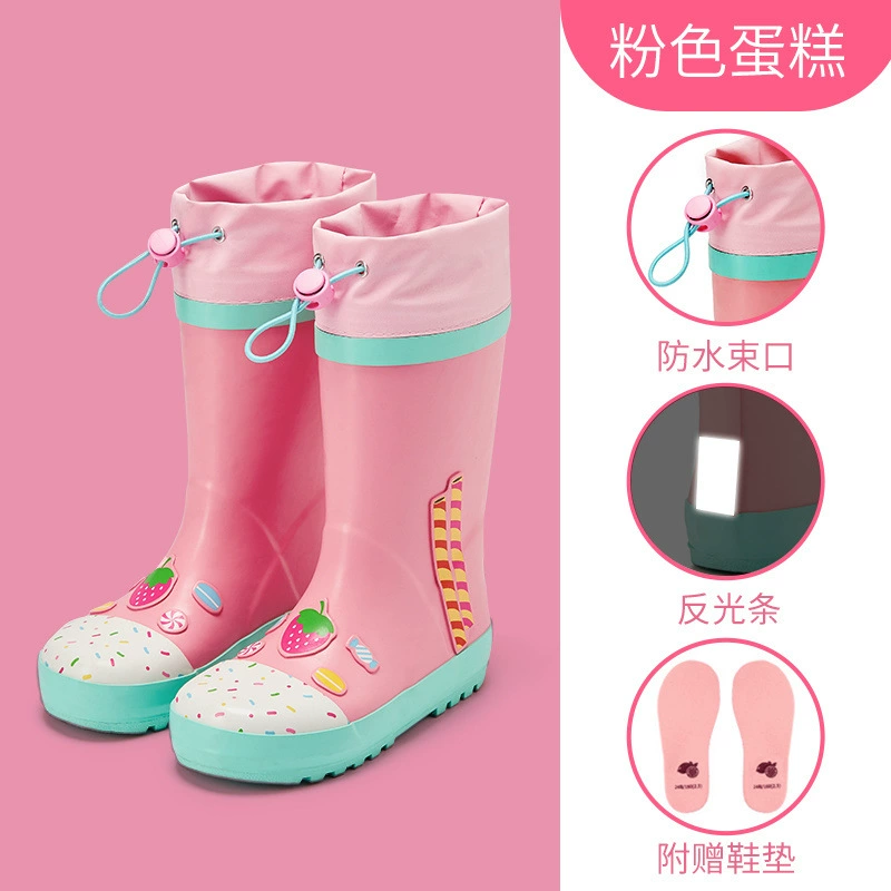 Детские и детские резиновые сапоги, высокие длинные резиновые сапоги, обувь для воды с героями мультфильмов для учащихся начальной школы, нескользящая обувь для путешествий на открытом воздухе для детей среднего и большого размера.
