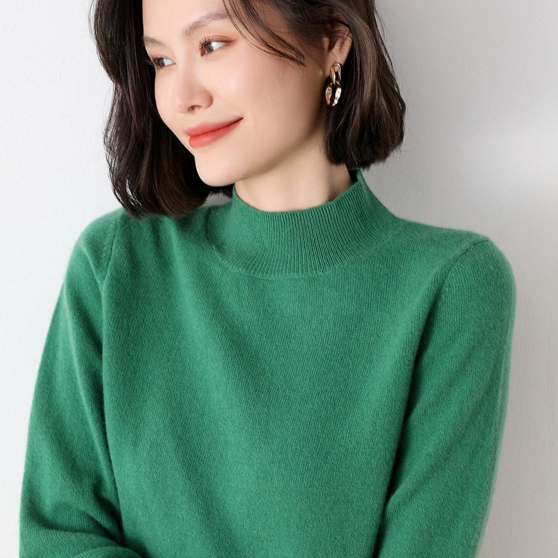 Woolen sweater, short knitted set, high collar, oversize