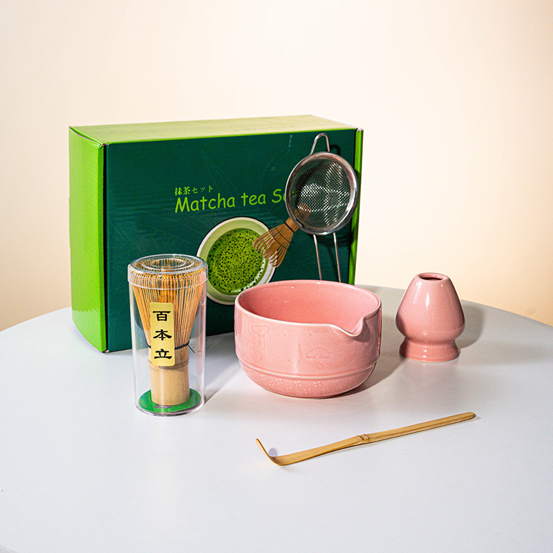 FJT 버섯 입이 있는 직선 그릇 핑크 5개 세트(짙은 녹색 색상 상자)