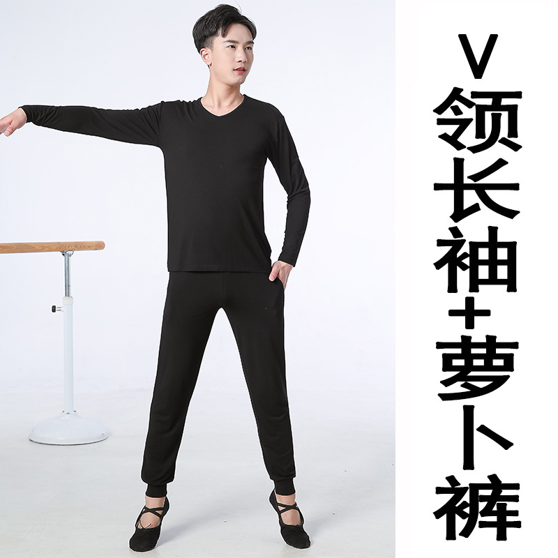 Black v-neck long sleeves + carrot pants