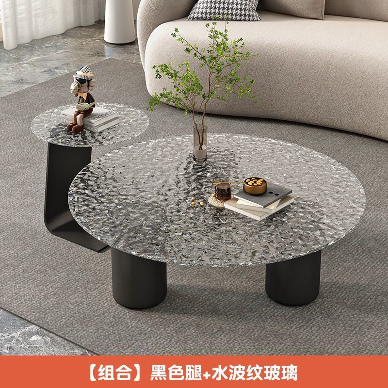 Tabla de té de vidrio templado tabla de roca pequeña sala de estar doméstica moderna simple red tabla de té goteo de agua