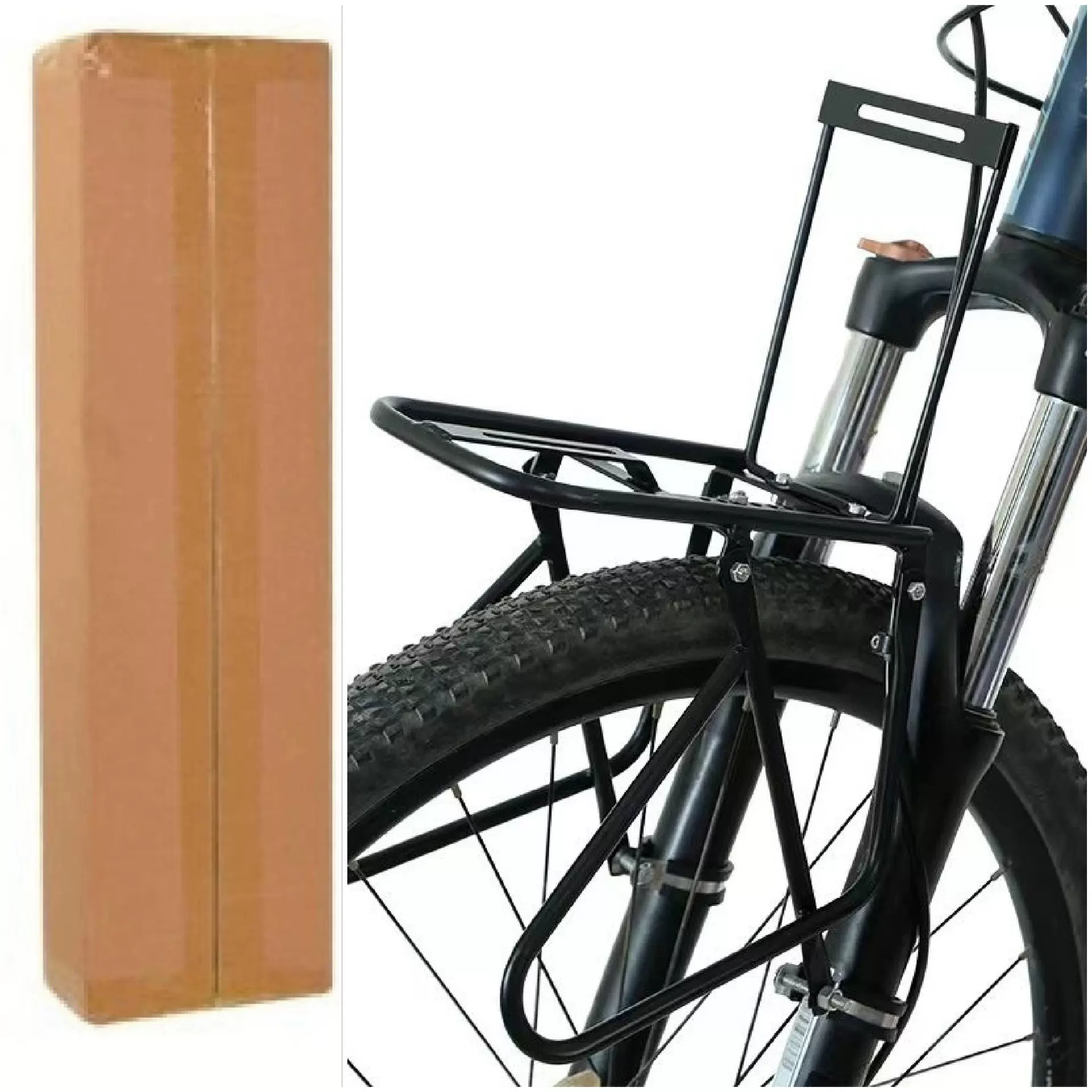 钢制山地车安装前货架车筐架前置前叉固定自行车载物架车筐架车锁