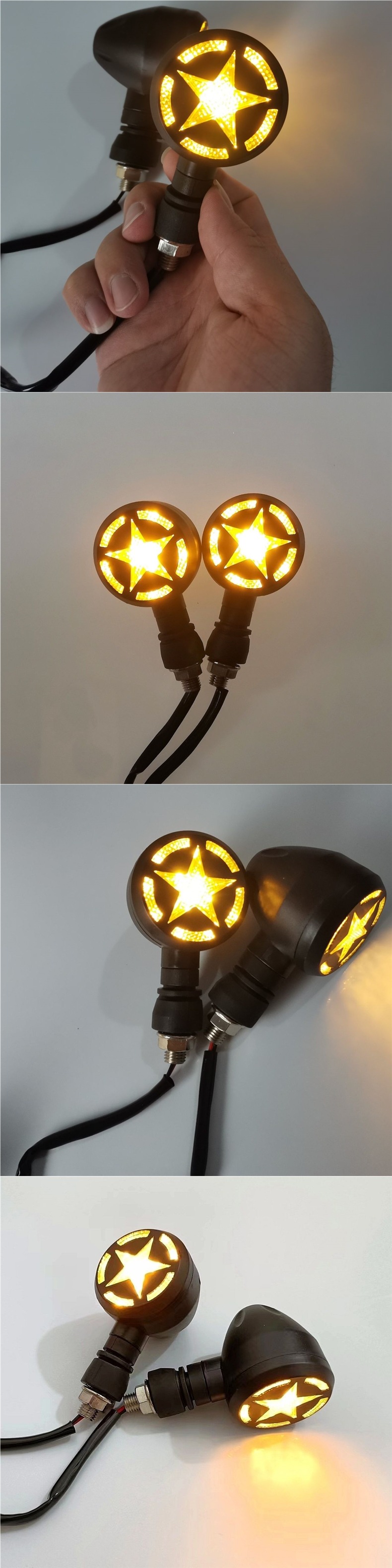 A pair of LED turn signals, 12V universal, retro-style, for motorcycle and electric scooter modification, with free shipping