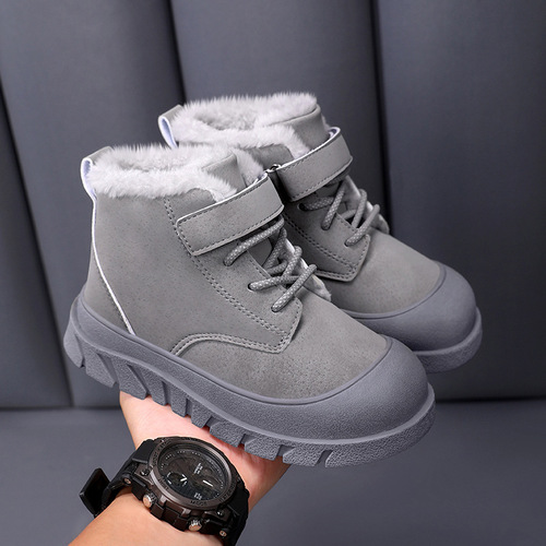Children's Cotton Shoes Winter Fleece Lined Thick Waterproof Non-Slip New Kids Shoes Girl Snow Boots