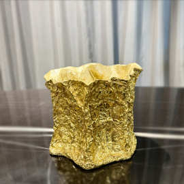 现代轻奢黄铜锤纹花瓶高级感客厅茶几餐桌插花装饰创意摆件