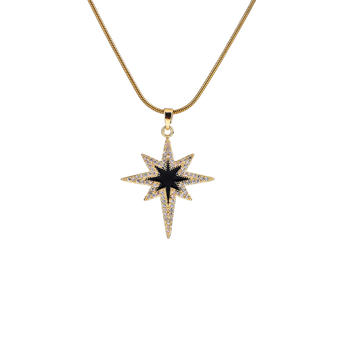 European American Cross-border Eight-pointed Star Pendant Necklace Men, Trendy Unique Simple Neck Accessory, Fashionable_voghion.com