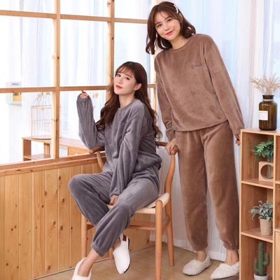 fairy Warm suit Coral Autumn and winter Plush thickening pajamas Pajamas Two piece set leisure time Large Pyjamas