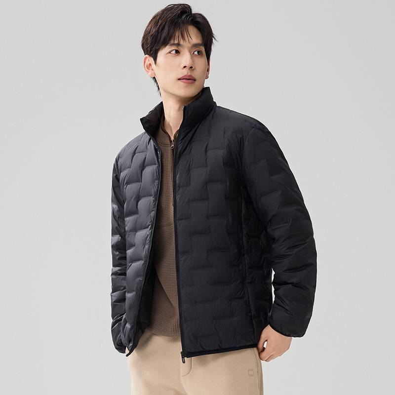New National Standard 90% down 2025 Autumn and Winter New Men's Lightweight White Duck down Jacket with Stand Collar, Fashionable Short Style
